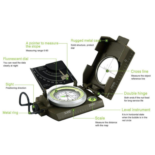 Multi Function Military Army Lensatic Compass with Gradienter - Image 3
