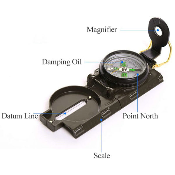 Army Military Metal Alloy Luminous Lensatic Compass - Image 3