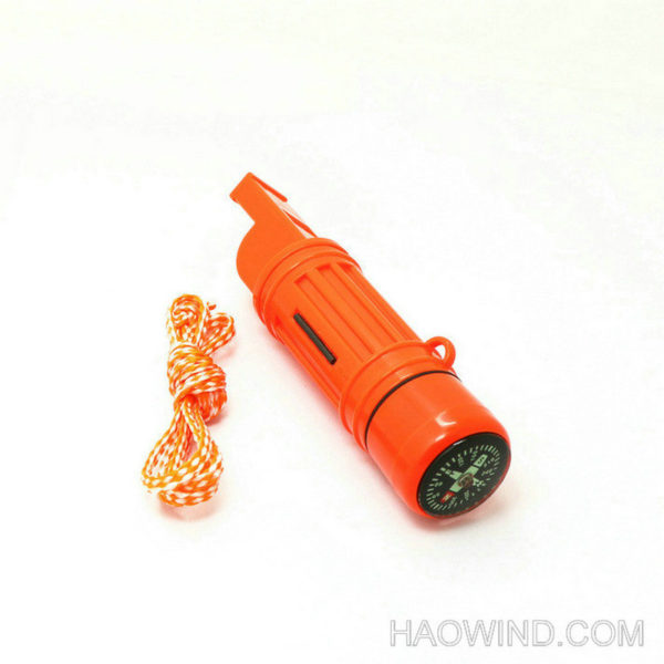 5 in 1 Lanyard Whistle Compass Fire Stick Capsule Mirror